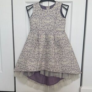 Elegant Purple and Cream Kids Dress - Like New